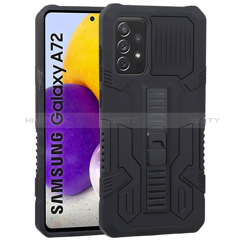 Silicone Matte Finish and Plastic Back Cover Case with Stand ZJ1 for Samsung Galaxy A72 5G