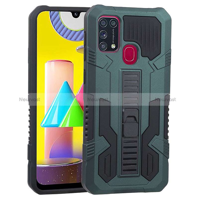 Silicone Matte Finish and Plastic Back Cover Case with Stand ZJ1 for Samsung Galaxy M21s