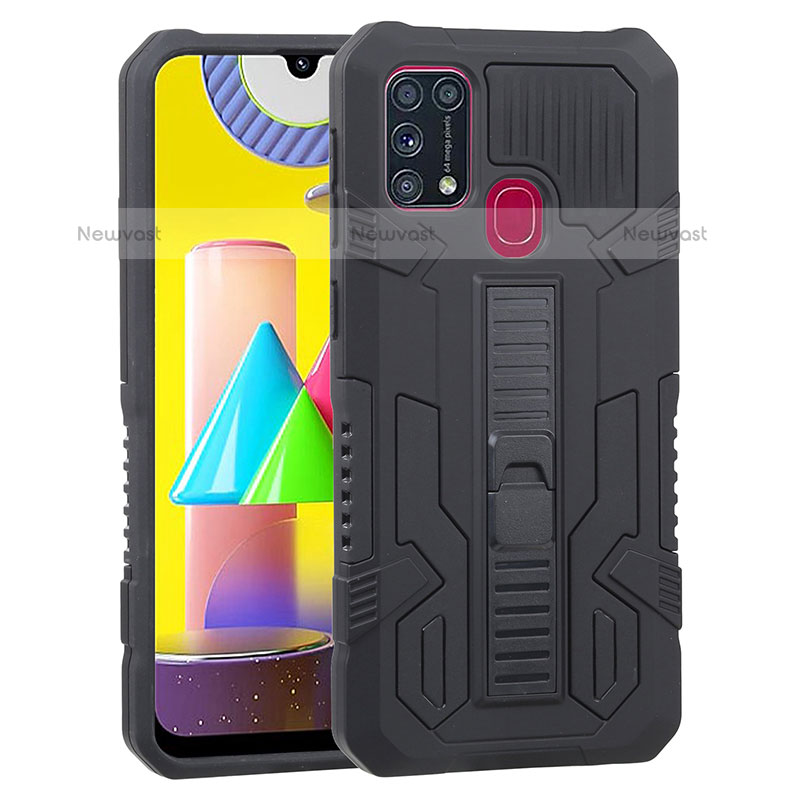 Silicone Matte Finish and Plastic Back Cover Case with Stand ZJ1 for Samsung Galaxy M31 Prime Edition