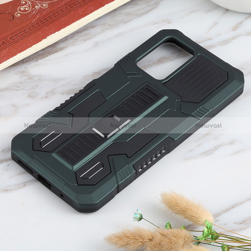 Silicone Matte Finish and Plastic Back Cover Case with Stand ZJ1 for Xiaomi Redmi 10 (2022)