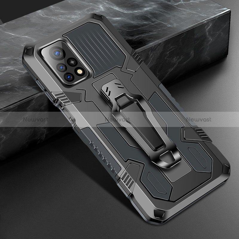 Silicone Matte Finish and Plastic Back Cover Case with Stand ZJ2 for Xiaomi Mi 10T Pro 5G Gray