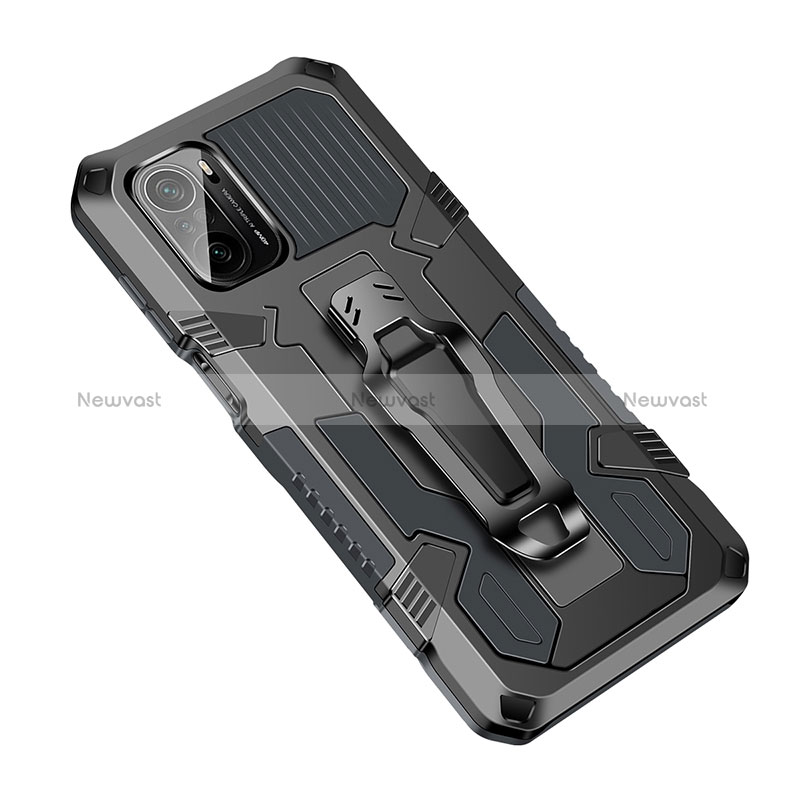 Silicone Matte Finish and Plastic Back Cover Case with Stand ZJ2 for Xiaomi Mi 11i 5G Black