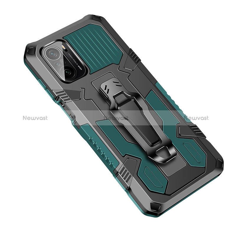 Silicone Matte Finish and Plastic Back Cover Case with Stand ZJ2 for Xiaomi Mi 11i 5G Green