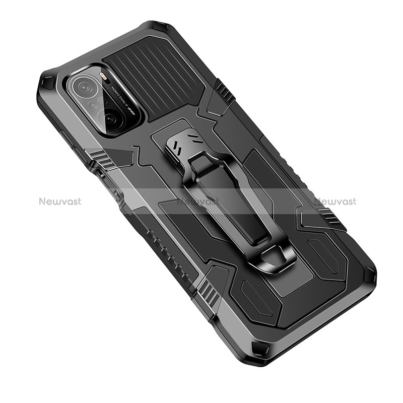 Silicone Matte Finish and Plastic Back Cover Case with Stand ZJ2 for Xiaomi Poco F3 5G