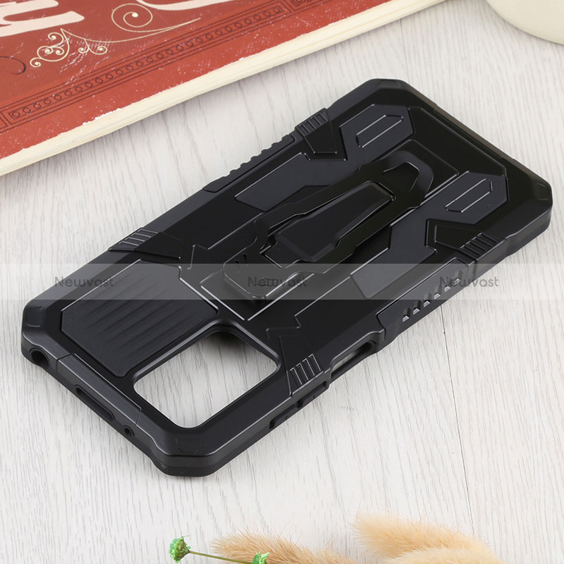 Silicone Matte Finish and Plastic Back Cover Case with Stand ZJ2 for Xiaomi Redmi 10 4G