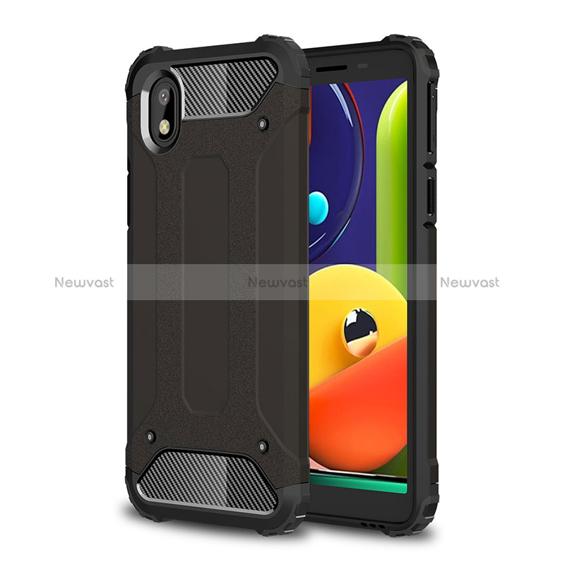 Silicone Matte Finish and Plastic Back Cover Case WL1 for Samsung Galaxy A01 Core Black