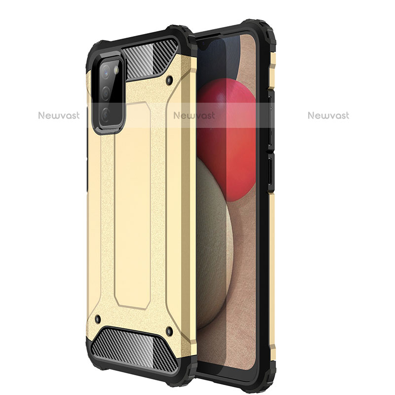 Silicone Matte Finish and Plastic Back Cover Case WL1 for Samsung Galaxy A02s Gold