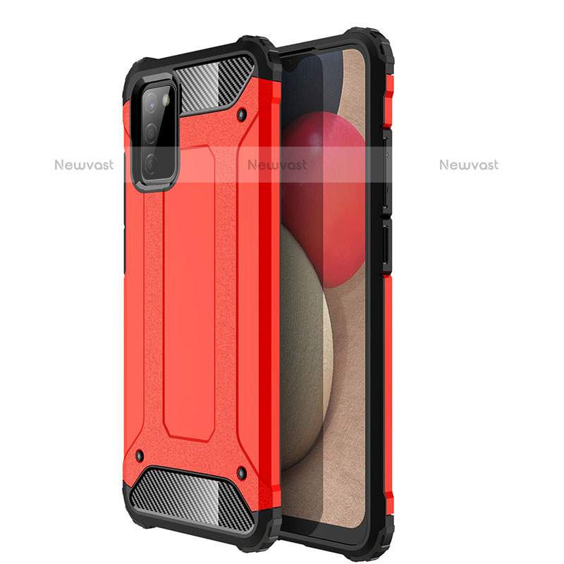 Silicone Matte Finish and Plastic Back Cover Case WL1 for Samsung Galaxy A02s Red