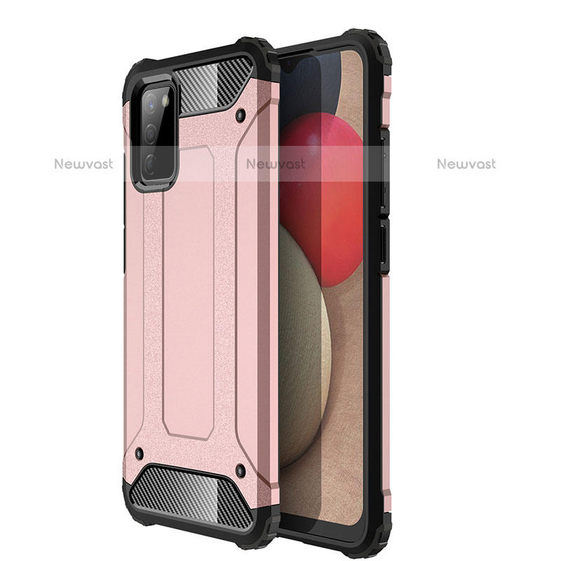 Silicone Matte Finish and Plastic Back Cover Case WL1 for Samsung Galaxy A02s Rose Gold