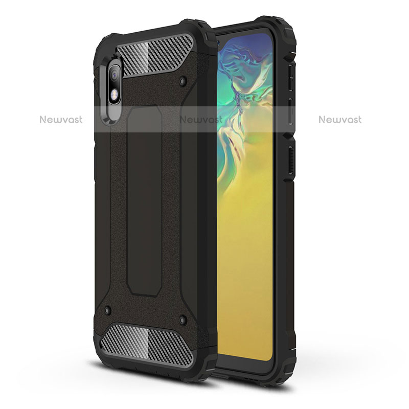 Silicone Matte Finish and Plastic Back Cover Case WL1 for Samsung Galaxy A10e Black