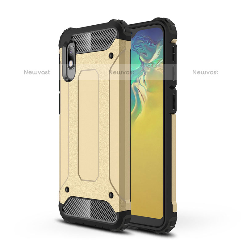 Silicone Matte Finish and Plastic Back Cover Case WL1 for Samsung Galaxy A10e Gold