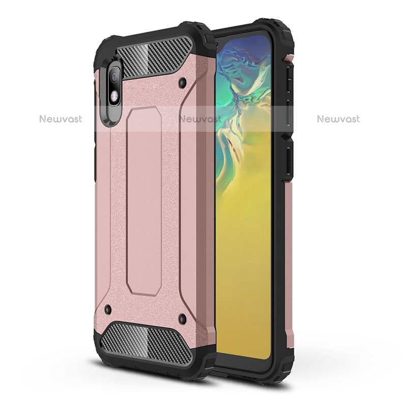 Silicone Matte Finish and Plastic Back Cover Case WL1 for Samsung Galaxy A10e Rose Gold
