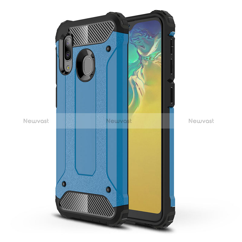 Silicone Matte Finish and Plastic Back Cover Case WL1 for Samsung Galaxy A20e Blue