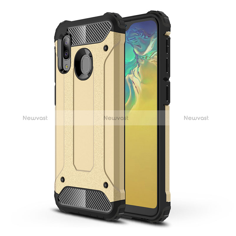 Silicone Matte Finish and Plastic Back Cover Case WL1 for Samsung Galaxy A20e Gold