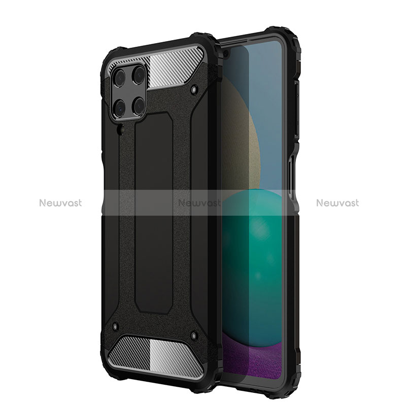 Silicone Matte Finish and Plastic Back Cover Case WL1 for Samsung Galaxy A22 4G Black