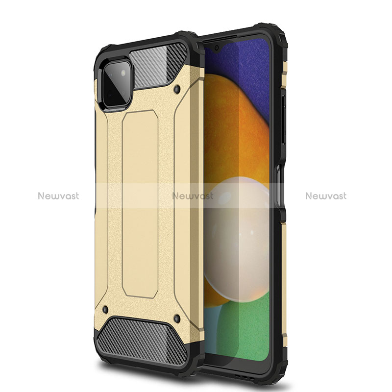 Silicone Matte Finish and Plastic Back Cover Case WL1 for Samsung Galaxy A22 5G Gold