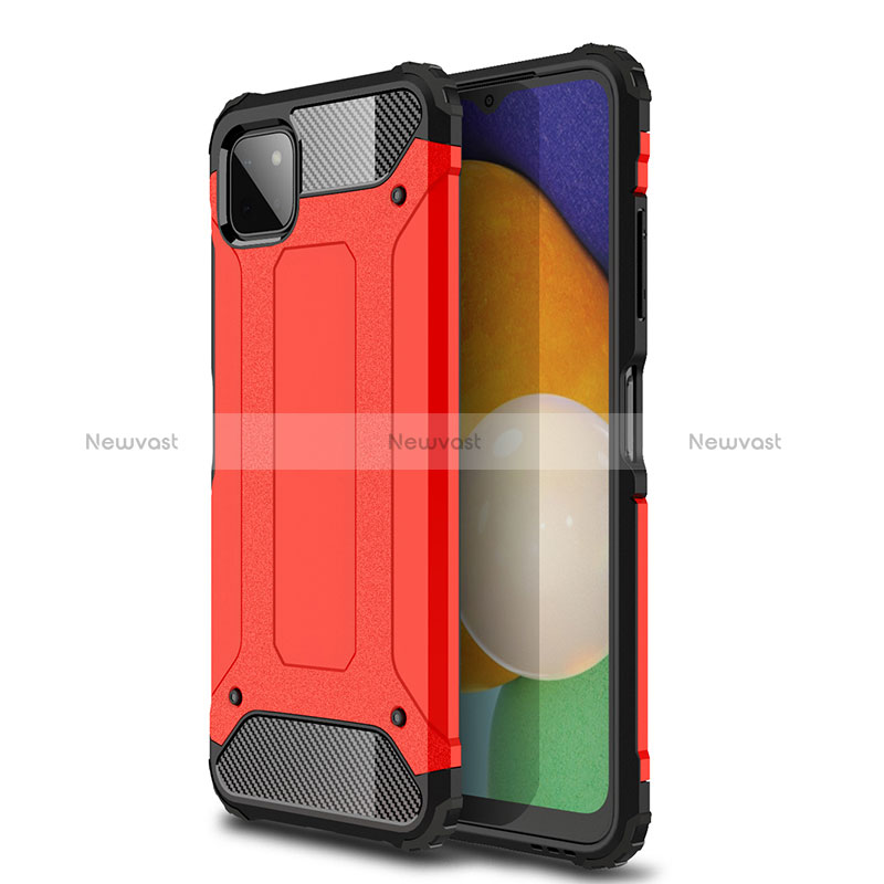 Silicone Matte Finish and Plastic Back Cover Case WL1 for Samsung Galaxy A22s 5G Red