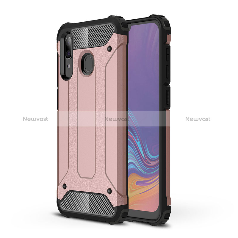 Silicone Matte Finish and Plastic Back Cover Case WL1 for Samsung Galaxy A30 Rose Gold
