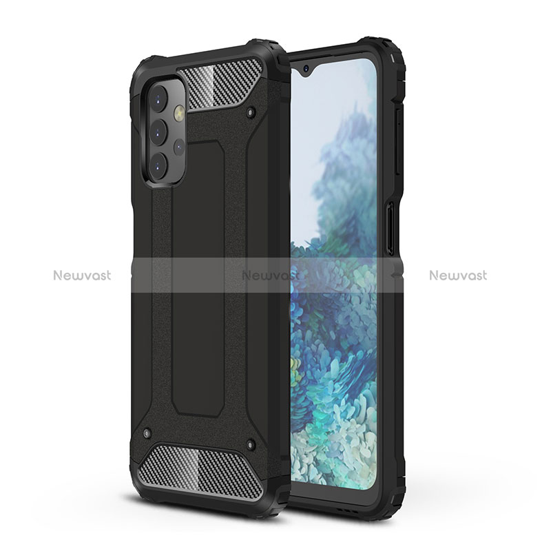 Silicone Matte Finish and Plastic Back Cover Case WL1 for Samsung Galaxy A32 5G Black