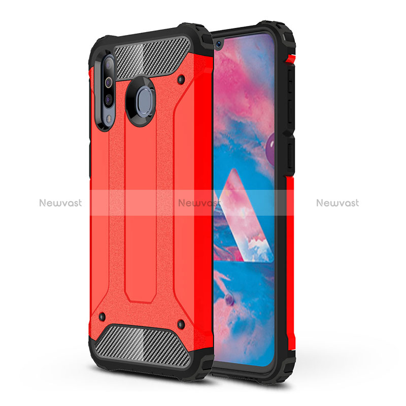Silicone Matte Finish and Plastic Back Cover Case WL1 for Samsung Galaxy A40s Red