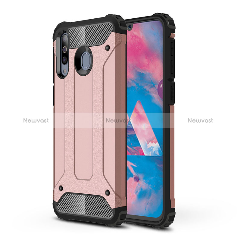 Silicone Matte Finish and Plastic Back Cover Case WL1 for Samsung Galaxy A40s Rose Gold