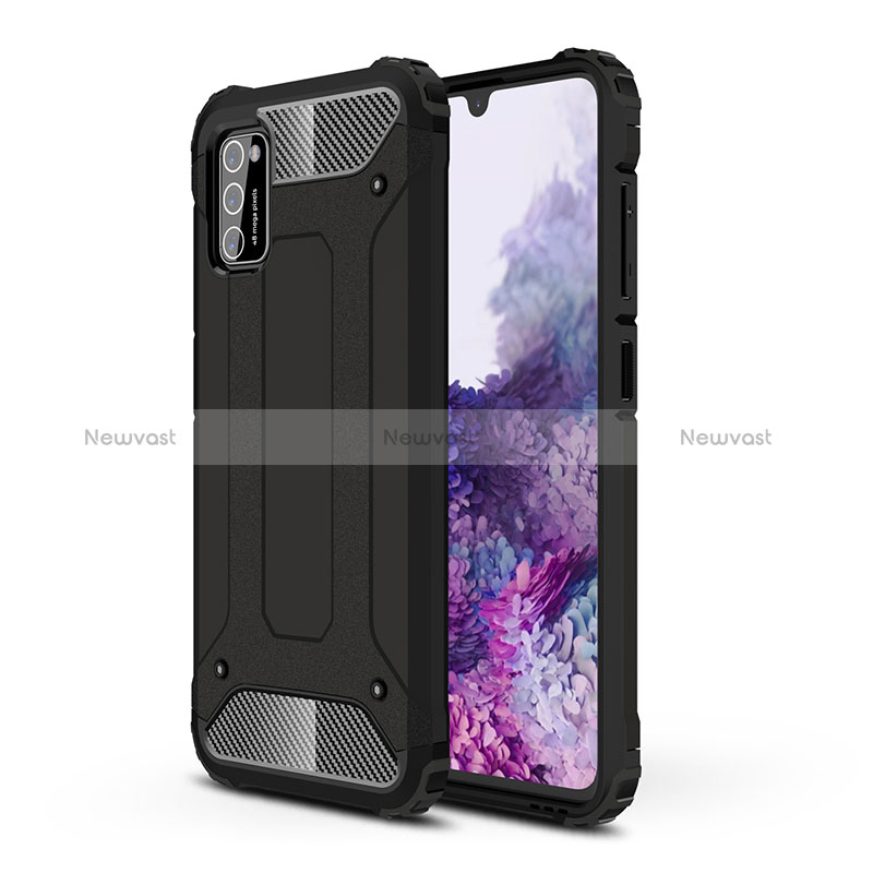 Silicone Matte Finish and Plastic Back Cover Case WL1 for Samsung Galaxy A41 Black