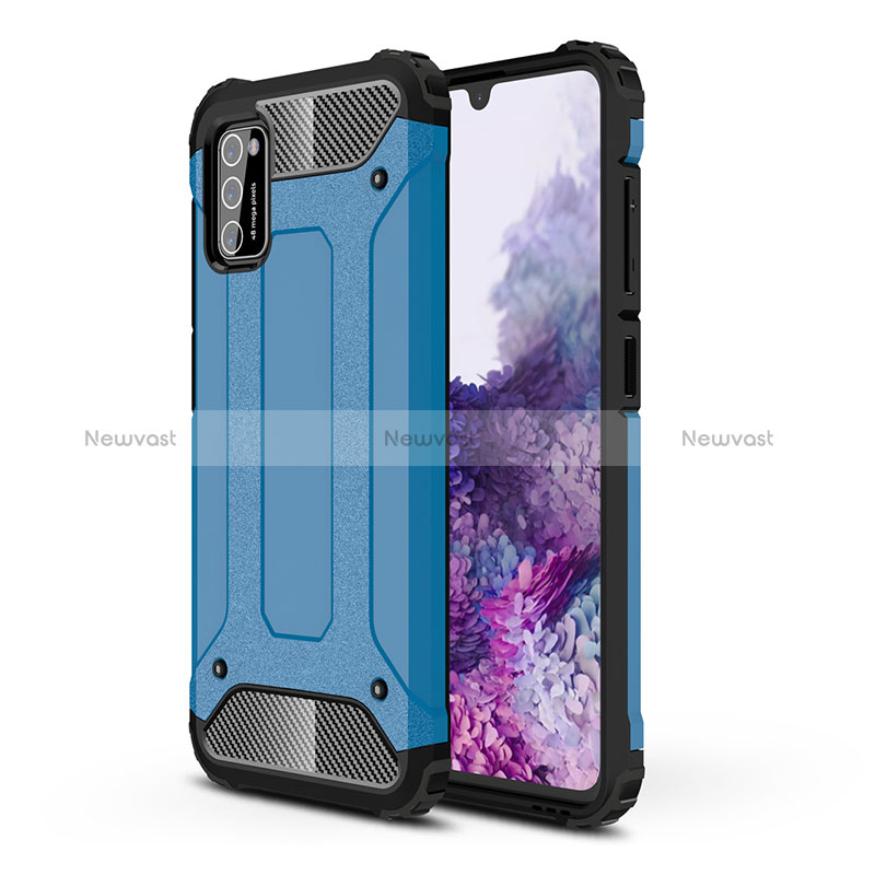 Silicone Matte Finish and Plastic Back Cover Case WL1 for Samsung Galaxy A41 Blue