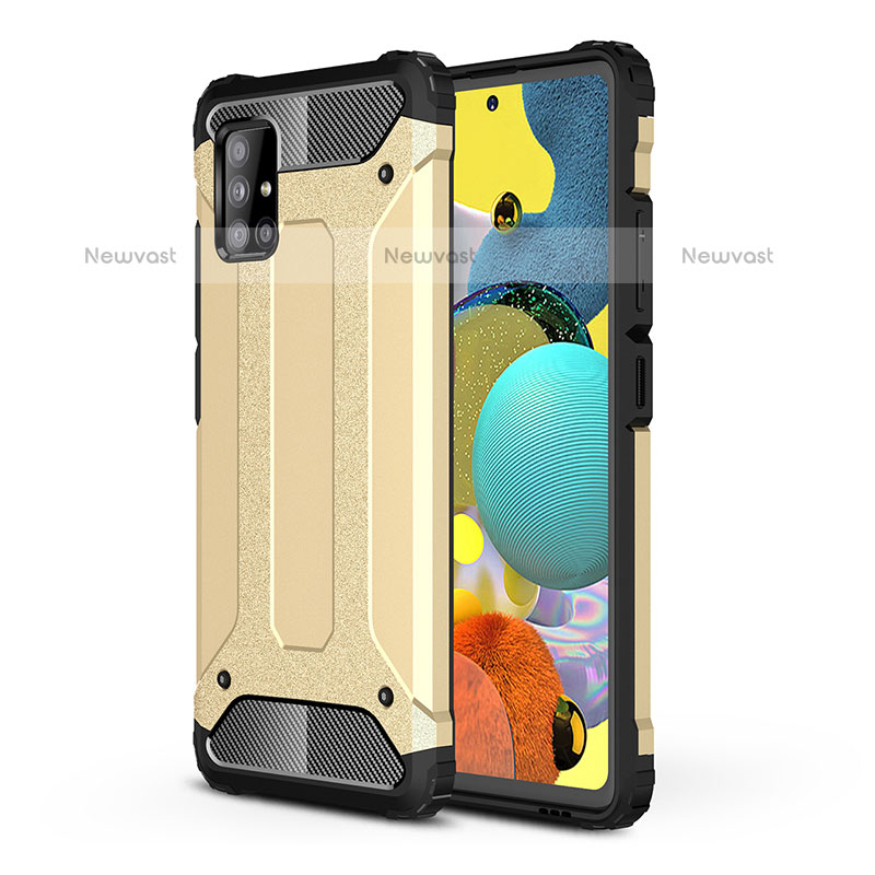 Silicone Matte Finish and Plastic Back Cover Case WL1 for Samsung Galaxy A51 4G Gold