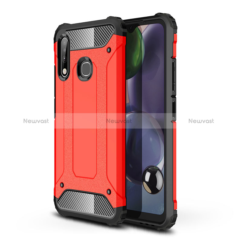 Silicone Matte Finish and Plastic Back Cover Case WL1 for Samsung Galaxy A70E Red