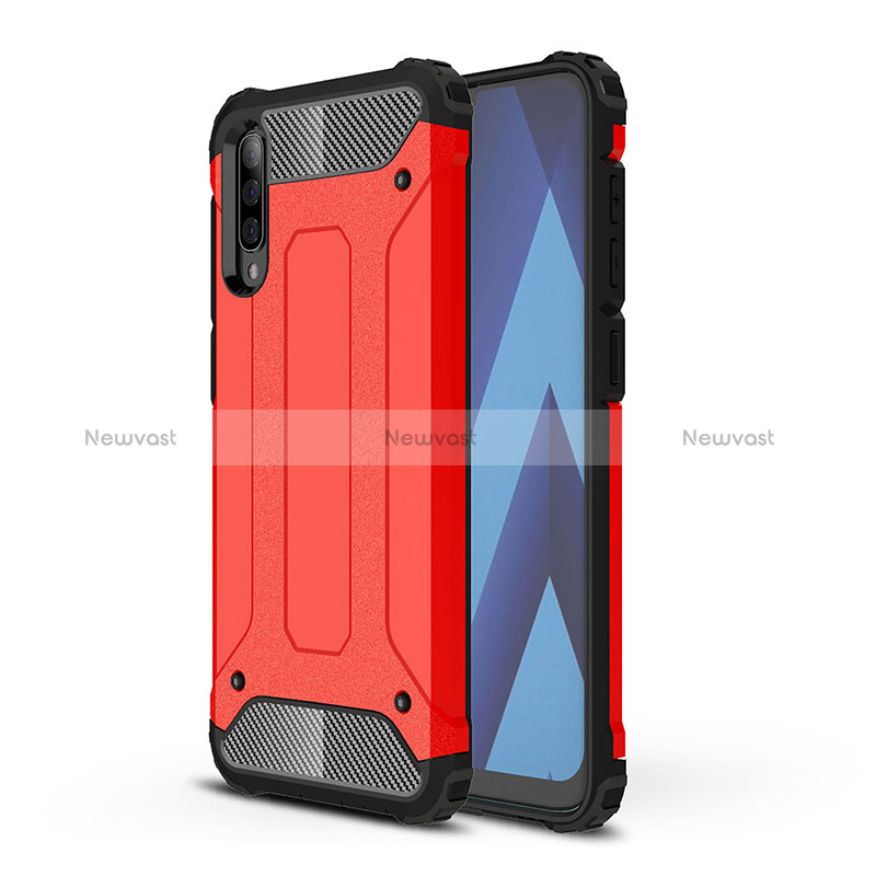 Silicone Matte Finish and Plastic Back Cover Case WL1 for Samsung Galaxy A70S Red
