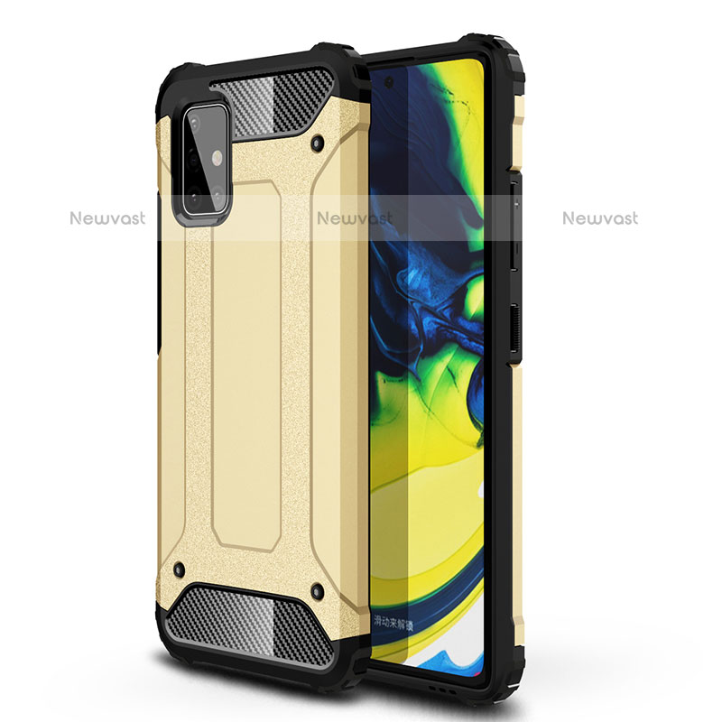 Silicone Matte Finish and Plastic Back Cover Case WL1 for Samsung Galaxy A71 4G A715 Gold