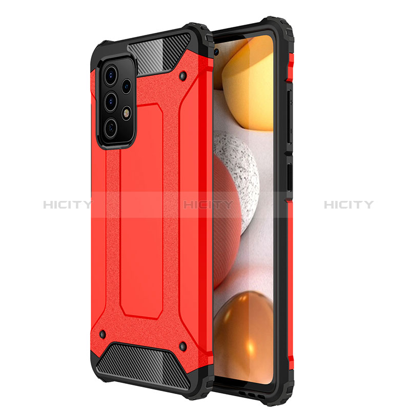 Silicone Matte Finish and Plastic Back Cover Case WL1 for Samsung Galaxy A72 4G Red