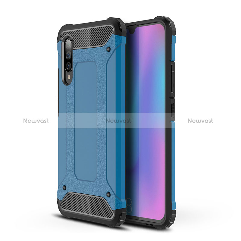 Silicone Matte Finish and Plastic Back Cover Case WL1 for Samsung Galaxy A90 5G Blue