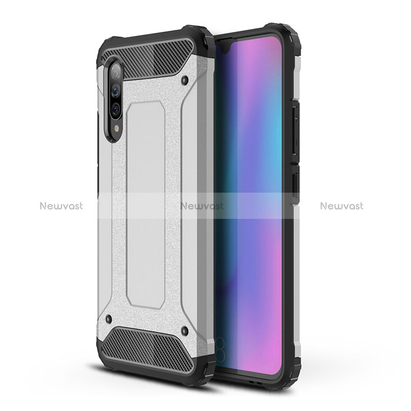 Silicone Matte Finish and Plastic Back Cover Case WL1 for Samsung Galaxy A90 5G Silver