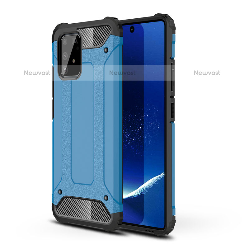 Silicone Matte Finish and Plastic Back Cover Case WL1 for Samsung Galaxy A91 Blue