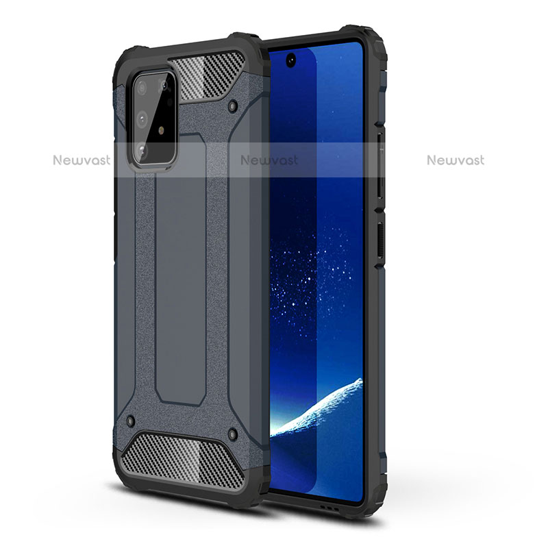 Silicone Matte Finish and Plastic Back Cover Case WL1 for Samsung Galaxy A91 Navy Blue