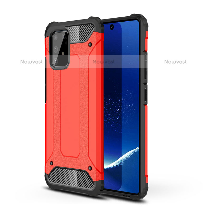 Silicone Matte Finish and Plastic Back Cover Case WL1 for Samsung Galaxy A91 Red