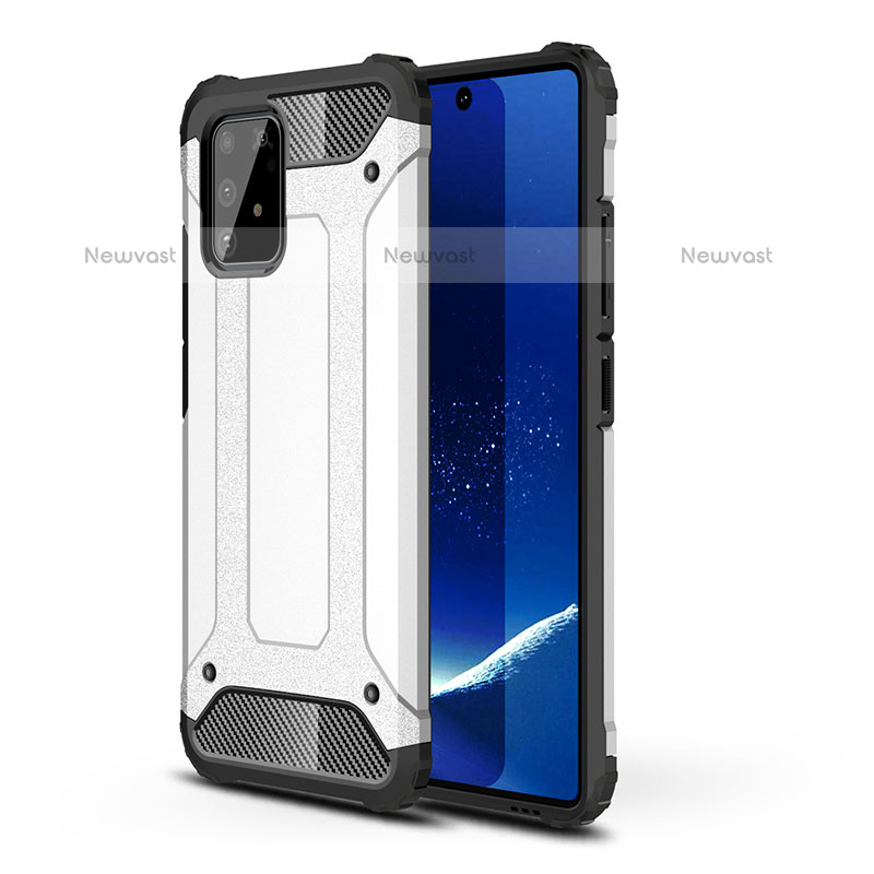Silicone Matte Finish and Plastic Back Cover Case WL1 for Samsung Galaxy A91 Silver