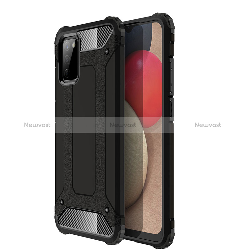 Silicone Matte Finish and Plastic Back Cover Case WL1 for Samsung Galaxy F02S SM-E025F Black