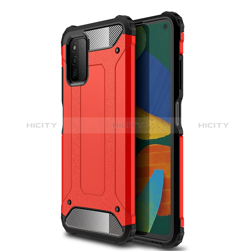 Silicone Matte Finish and Plastic Back Cover Case WL1 for Samsung Galaxy F52 5G Red