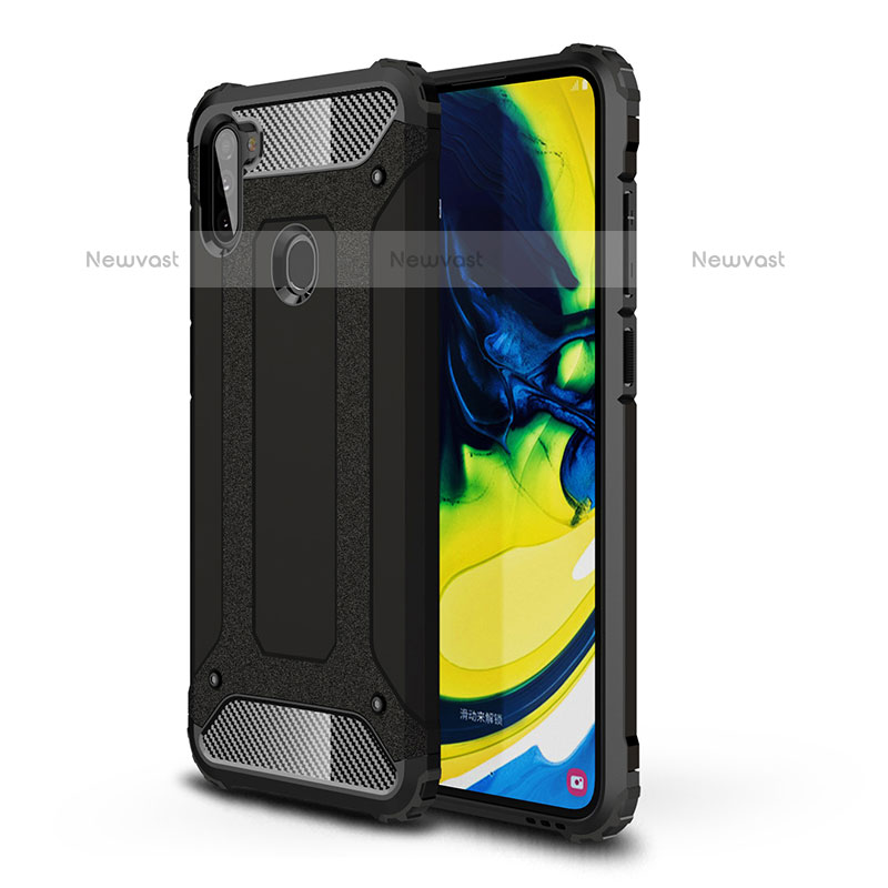 Silicone Matte Finish and Plastic Back Cover Case WL1 for Samsung Galaxy M11 Black