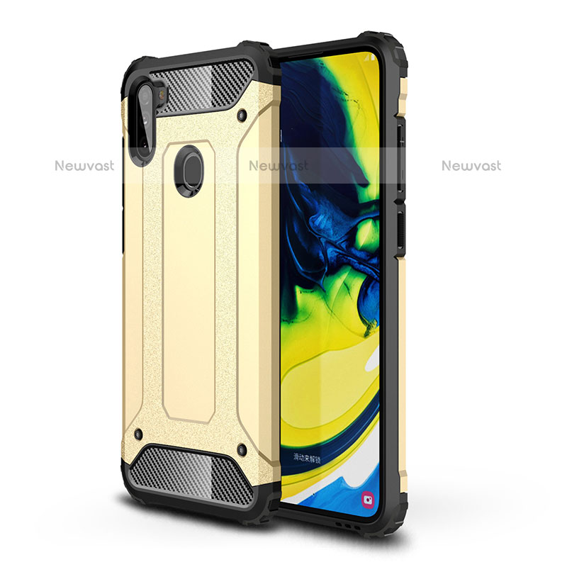 Silicone Matte Finish and Plastic Back Cover Case WL1 for Samsung Galaxy M11 Gold