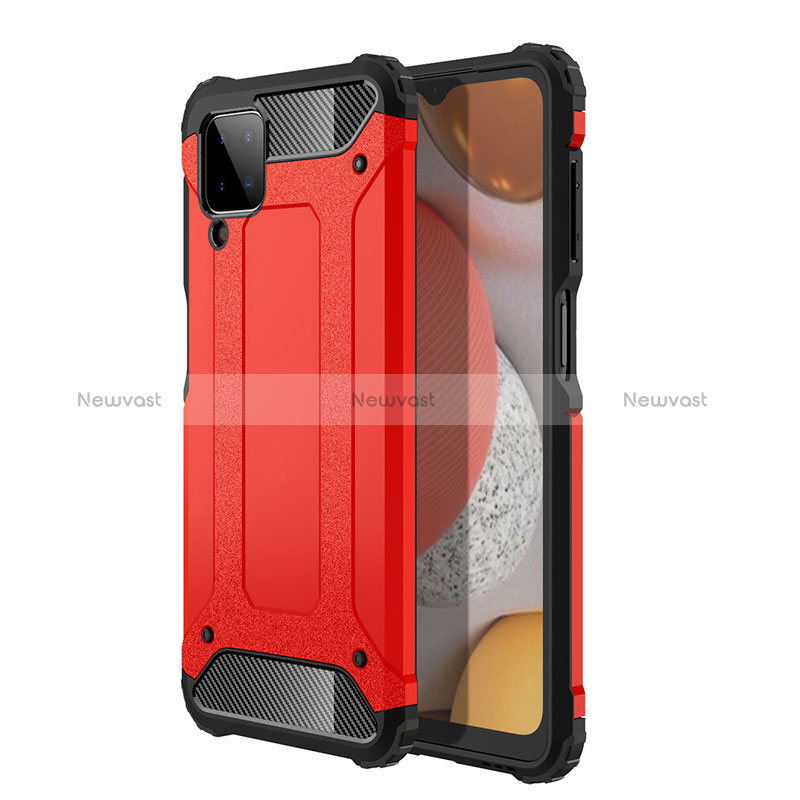 Silicone Matte Finish and Plastic Back Cover Case WL1 for Samsung Galaxy M12 Red