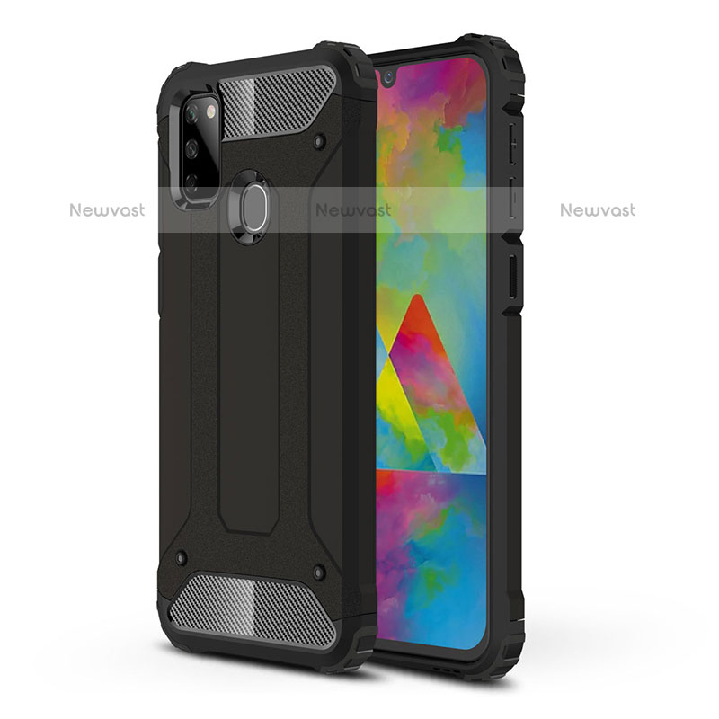 Silicone Matte Finish and Plastic Back Cover Case WL1 for Samsung Galaxy M30s Black