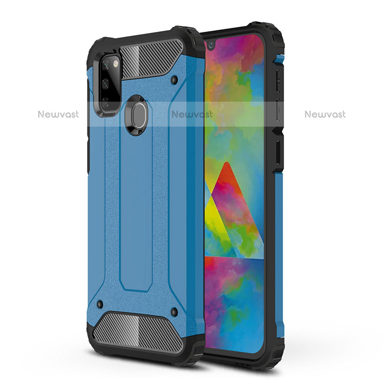 Silicone Matte Finish and Plastic Back Cover Case WL1 for Samsung Galaxy M30s Blue