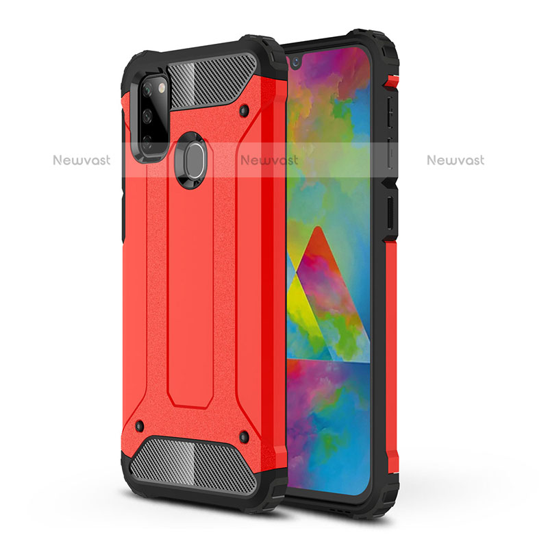 Silicone Matte Finish and Plastic Back Cover Case WL1 for Samsung Galaxy M30s Red