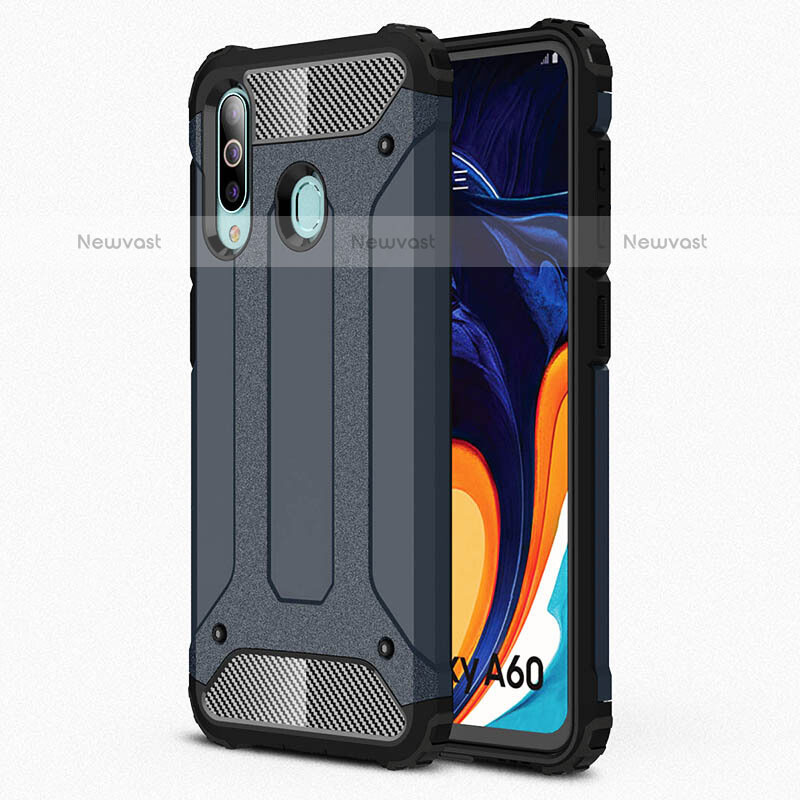 Silicone Matte Finish and Plastic Back Cover Case WL1 for Samsung Galaxy M40 Blue