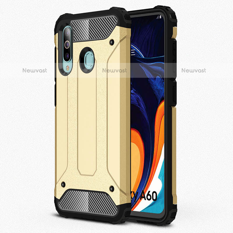 Silicone Matte Finish and Plastic Back Cover Case WL1 for Samsung Galaxy M40 Gold