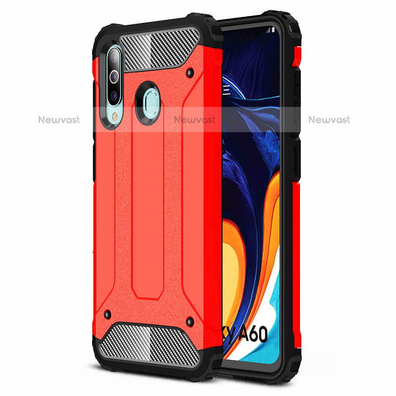 Silicone Matte Finish and Plastic Back Cover Case WL1 for Samsung Galaxy M40 Red