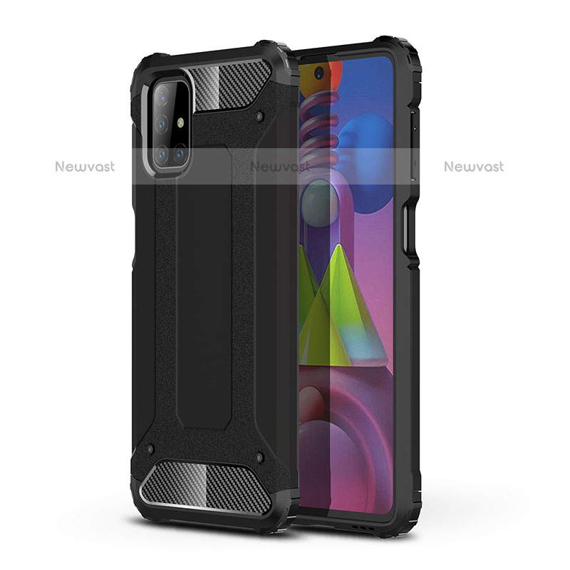 Silicone Matte Finish and Plastic Back Cover Case WL1 for Samsung Galaxy M51 Black